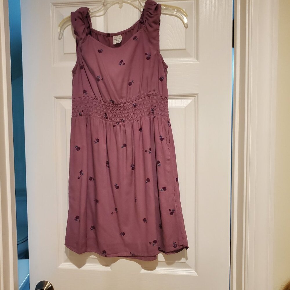 Abercrombie Kids purple dress 15/16 puff sleeves runched smocked waist